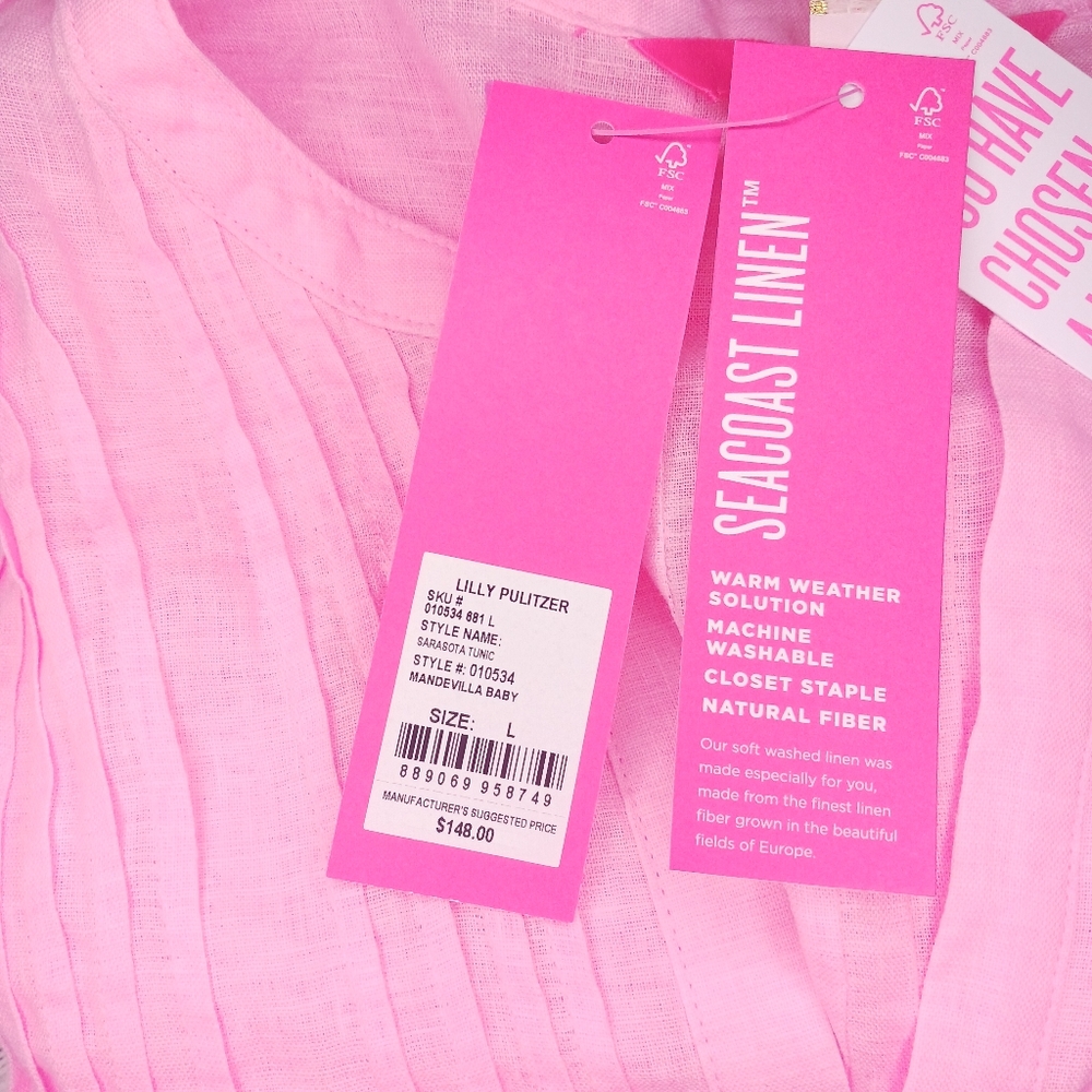 Lilly Pulitzer Sarasota Tunic Mandevilla Baby Long Sleeve Seacoast Linen - Picture 7 of 7